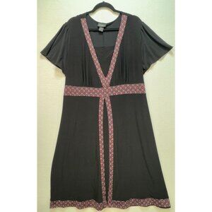 Lane Bryant Women's Dress Short Sleeve Size 18/20 Black Stretch Belted